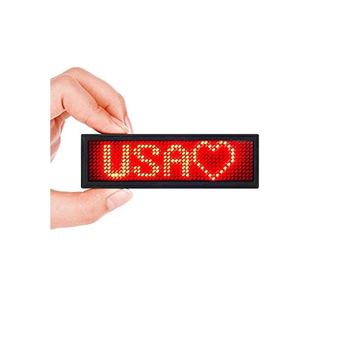 Buy LED Name Tag, LED Name Badge Rechargeable LED Business Card Screen with 44x11 Pixels USB