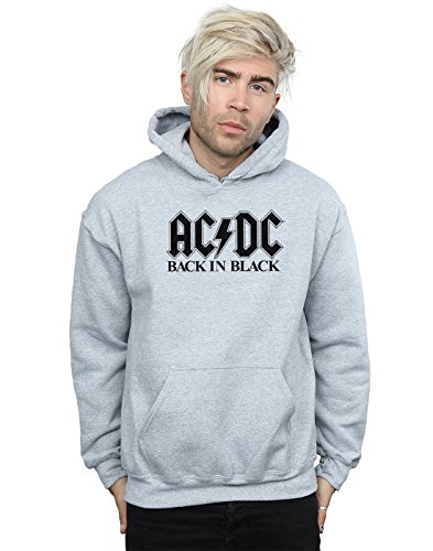 AC/DC Men's Back in Black Logo Hoodie Medium Sport Grey