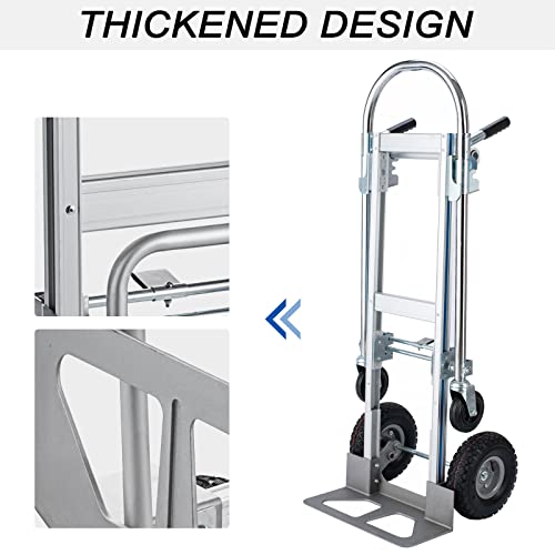 Smarketbuy 2 In 1 Convertible Hand Truck 770 Lbs Weight Capacity Heavy Duty Hand Truck Durable Aluminum And Steel Construction 4 Wheels Hand Truck Dolly #TOP4