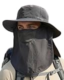 FURTALK Sun Hats for Men Women Fishing Hat with Face Cover Neck Flap UPF 80+ Wide...