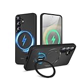 【新開発・定点360度回転スタンド】KWATUNG Galaxy S25 用ケース MagSafe対応 ギャラクシー S25 用ケース ワイヤレス充電対応 ギャラクシー S25 カバー 隠し収納式スタンド 横縦両立 角度調整 スマホケース Galaxy S25 用 マグネット搭載 指紋防止 米軍MIL規格 マット仕上げ 黄変防止【ブラック】