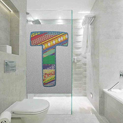 Pegatinas de vidrio esmerilado no adhesivas, no adhesivas, sin residuos, fáciles de recortar para bloquear el sol, letra T medios de comunicación escritura tema retro Imag, W23.6 x H47.2 pulgadas