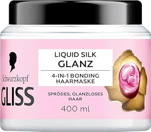 Gliss 4-in-1 Kur Reparatur Liquid Silk (400 ml), Haarkur mit HAPTIQ System & Seide für geschmeidiges Haar voller Glanz, Haarmaske für sprödes, glanzloses Haar