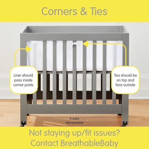 Breathable™ Mesh Liner for Mini Cribs, Deluxe 4mm Mesh, Shell Pink (Size 4M Covers 4 Sides, Mini Cribs Only) - Thumbnail 4