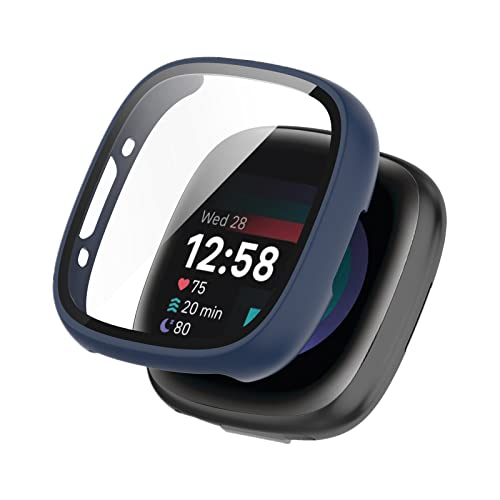 LICHIFIT Fitbit Versa4/Sense2�p�ی�P�[�X �t���[��+�t�B���� ��̌^ �J�o�[ TPU �X�}�[�g�E�H�b�`�J�o�[ �E���ȒP �ϏՌ� ���h�~�y�� ������� �A�N�Z�T���[ (�~�b�h�i�C�g�u���[)