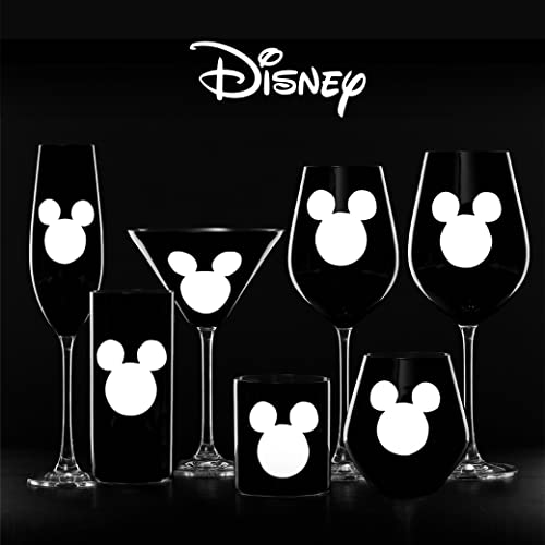 Image of JoyJolt Disney Luxury Mickey Mouse Stemless Wine Glasses Set. 2x European Crystal Glass Drinking Glasses. Premium Xmas Stuff, Gifts and Cups. 20oz Black Wine Glass, Disney Wine Glass