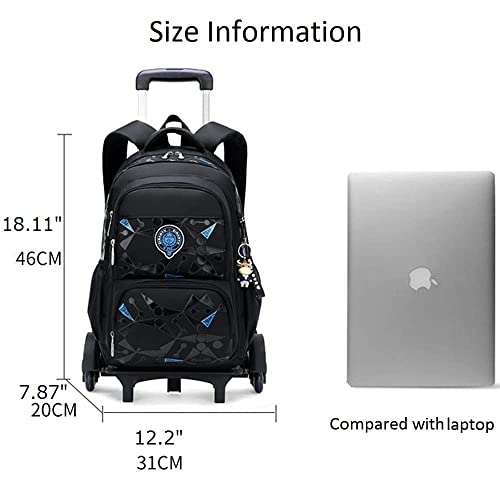 Boys Geometric-Print Rolling Backpack Kids Luggage School Bag Trolley Bookbag Rucksack With Wheels #TOP1