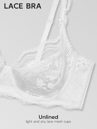 Image of Lace Bra Bralette Push Up Unlined Demi Bras Sheer Mesh Balconette with Underwire