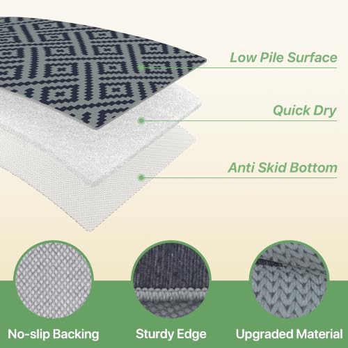 Image of GENIMO Outdoor Rug, Waterproof Plastic Rugs for Patio, 5'x8' Cloud Blue | Outside Larger Modern Carpet Mat for Porch Decor, Deck, Balcony, Camping, RV, Backyard, Picnic, Beach, Reversible, Foldable