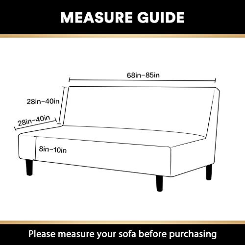 Stretch Armless Futon Cover Futon Slipcover Full Queen Size Futon Couch Cover Futon Sofa Cover Futon Bed Cover Furniture Protector With Elastic Bottom, Checked Pattern Jacquard (Futon, Black) #TOP6
