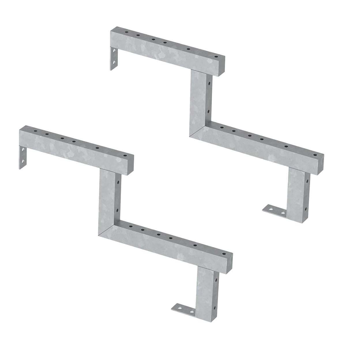 Pack 2 pièces - Limon acier galvanisé – 2 marches – H34cm-Vinuovo