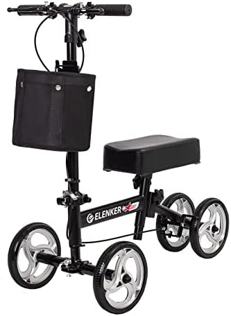 ELENKER Economy Knee Walker Steerable Medical Scooter Crutch Alternative Black