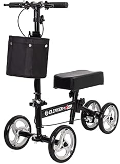 ELENKER Economy Knee Walker Steerable Medical Scooter Crutch Alternative Black