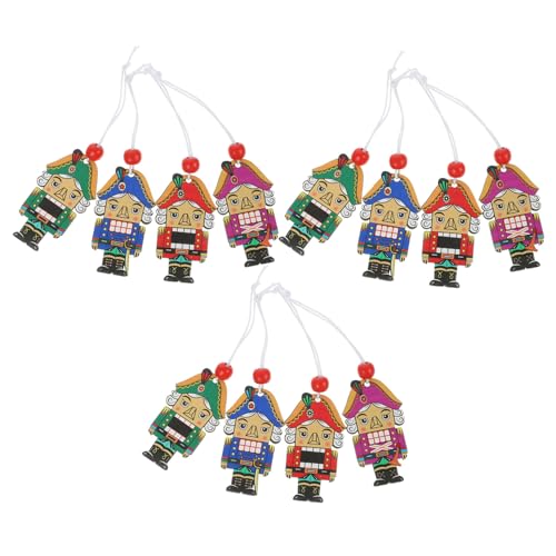 DECORNIJIA 12 Piezas Colgantes de Cascanueces de Madera Coloridos Decoración Festiva para Hogar Oficina Café Adorno de Soldado Clásico para Mesa y Fiesta
