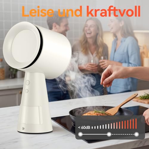 MALMES Mini Dunstabzugshaube,Tragbare Abzugshaube mit 3 Geschwindigkeiten,Mobile Dunstabzugshaube mit Austauschbarem Filter für BBQ,Kochen,Hot Pot,Camping,Wohnmobil,Küche,Wohnung, Weiß