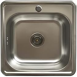 Fregadero Cantabria ANW HOME Fregadero de acero 48x48x16 cm fregadero de cocina fregadero de cocina fregadero empotrado 1 lavabo, Plata