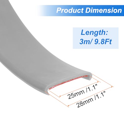 Image of uxcell U-Shape Edge Banding, 9.8ft x 25mm TPE Self-Adhesive Veneer Edging, Plywood Edge Trim Flexible Furniture Edge Protector for Countertop Cabinet Shelf Repair Restoration (Grey)