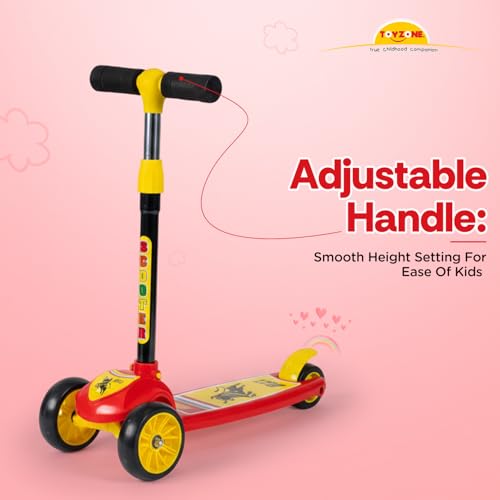 Image of Toyzone Kids Kick Scooter - Foldable & Adjustable with Rear Brake, Skateboard Style - for Age 5+ Years, Toyzone Black Bull Kids Kick Scooter