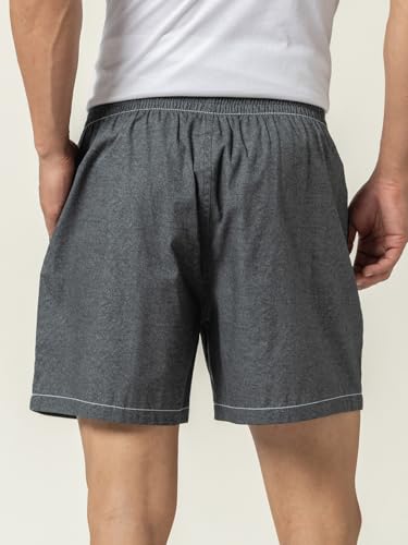 Image of DAMENSCH Regular Fit Solid 100% Soft & Durable Cotton Boxer Shorts Dual Pockets Anti-Bacterial Moisture Wicking Microfibre Waistband Ultra-Light Boxers for Men