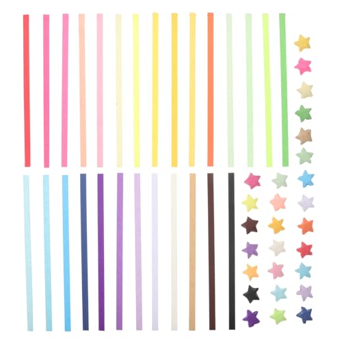 MUELODSIC 2700個 折り紙スター紙色両面カラフル星条紙手芸用ストリップ手作りアートクラフト家族向けストレス軽減折紙材料