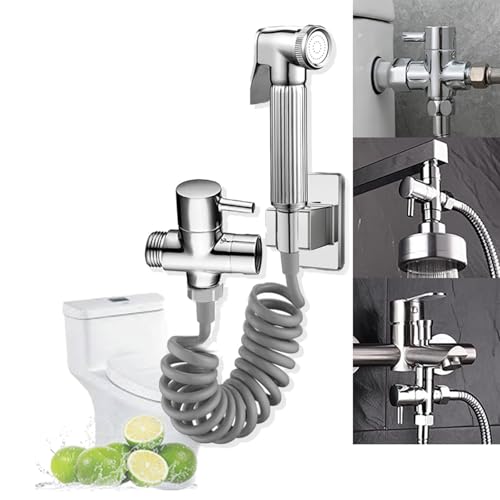 VICTOVA Ducha Higiénica para WC, Rociador de Latón Duradero, Kit 3-Vías con Adaptadores G1/2 y G3/8, Manguera de 1.5m, Fácil Instalación, Limpieza Efectiva, Ideal para Hogares (Kit 3-Vías)