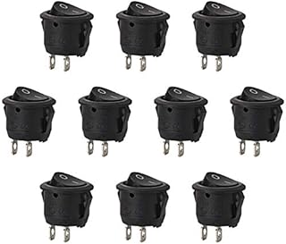 Thlevel 10PCS Round Rocker Switch On Off 2 Pin AC 10A/ 125V 6A/ 250V SPST Press Toggle Button for Car Auto Boat Marine