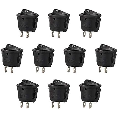 Thlevel 10PCS Round Rocker Switch On Off 2 Pin AC 10A/ 125V 6A/ 250V SPST Press Toggle Button for Car Auto Boat Marine Cover