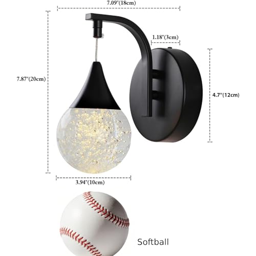 Image of Crystal Wall Sconce Indoor, Bubble Modern Wall Sconces, Dimmable 5W LED Wall Light for Bedroom Bathroom Living Room Dining Room Hallway, Black