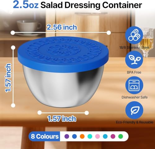 Image of Stainless Steel Snack Box for Kids & Office, Leakproof Mini Sauce Container with Lid, Portable Chutney Box for Tiffin, Salad Dressing & Dip Container, Small Steel Lunch Box (Pack of 5)