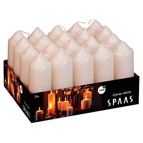Spaas Tray of 20 Ivory Unscented Pillar Candles Cover