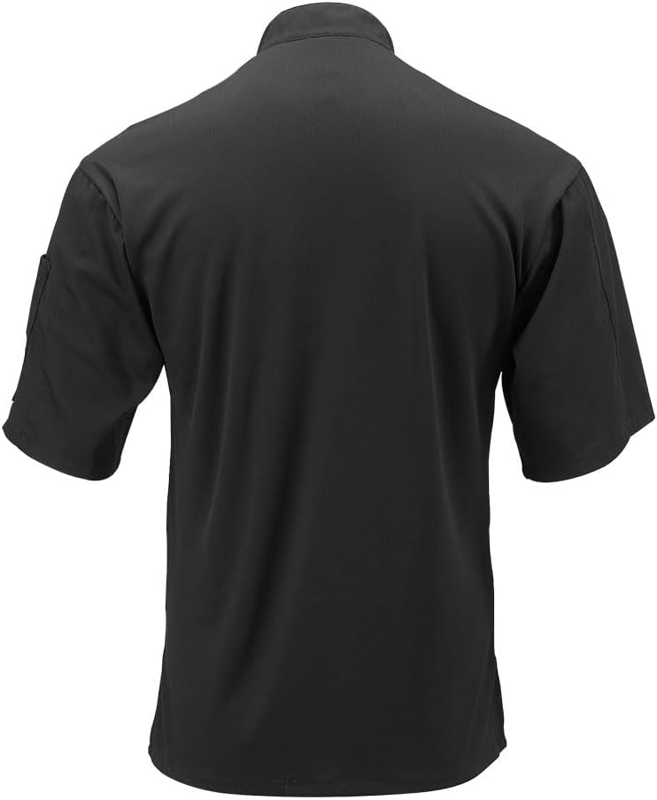 Mercer Culinary Millennia Air Short Sleeve Men's Cook Jack with Full Mesh Back, Large, Black - Image 3