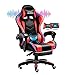 XUDAN Chaise De Jeu, Chaise De Gaming Racing,Fonction D'Appui-TêTe De Massage, avec LumièRe LED/Haut-Parleur Bluetooth/avec Coussin Lombaire De Massage, RéGlable Porteuse De 250 Kg