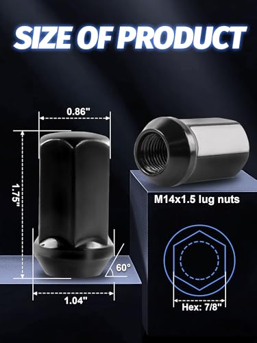 Image of 32pcs M14x1.5 Lug Nuts Part No 611-236 | Fit Silverado Sierra 2500 3500 2008-2024, Ram 2500 3500 2012-2024, Black Wheel Lug Nuts