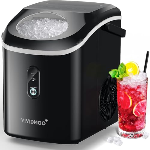 VIVIDMOO Nugget Ice Maker Countertop, 34lbs/Day, Portable Sonic Pebble Ice Maker with Self-Cleaning,...