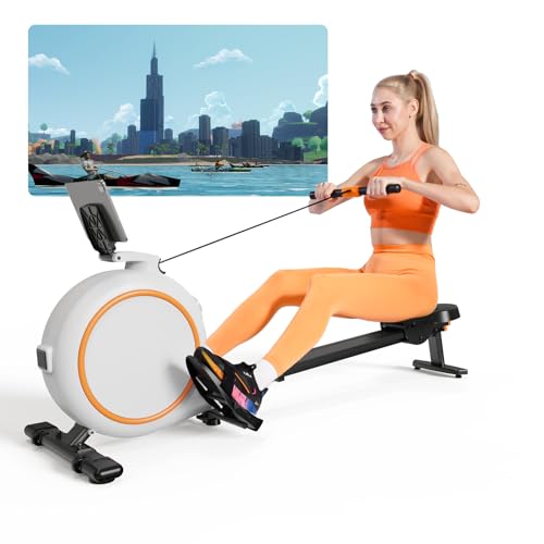 Lacuffy Indoor Rowing Machine Magnetic with 32 Levels of Quiet Resistance Rower Machine Durable Slide Rail 135kg Capacity with LCD Monitor and App for Home Gym
