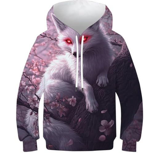 Sweat à capuche enfant motif renard taille 10-12 ans