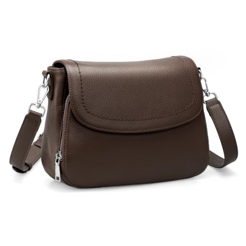 Image of befen Genuine Leather Medium Crossbody Bags for Women Saddle Bag Purse