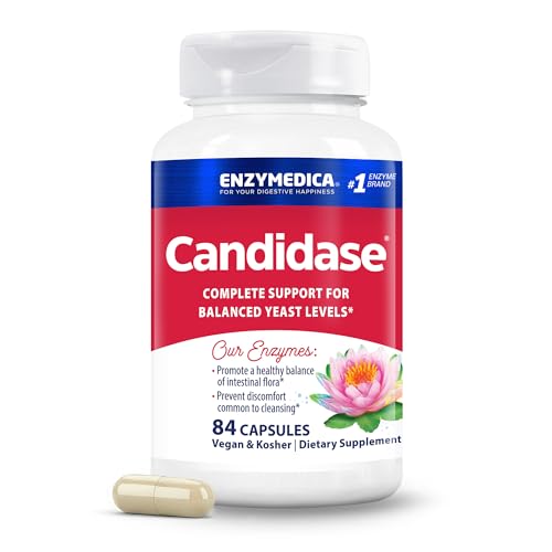 Enzymedica Candidase Enzymes for Gentle Cleansing Support for Men & Women Blended for Gut & Microbiome Health with Cellulase and Protease 84 Count