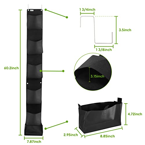 Unjumbly Vertical Garden Wall Planter Grow Bags With Pockets For Hanging Indoor & Outdoor Planters In Garden, Balcony, Rail, Fence, Wall & Yard - Black #TOP1