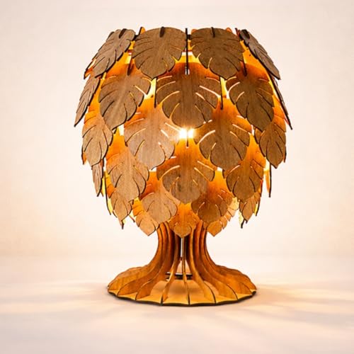 Image of Handcrafted Wooden Table Lamp, Minimalist Lighting for Bedroom, Living Room & Office, Eco-Friendly Desk Lamp,Rustic Home Decor Accent Light (Pineapple) Bulb Included