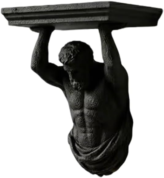 Mini Muscle Man Statue Figurine Wall Sticker Funny Decor Ornament,Black