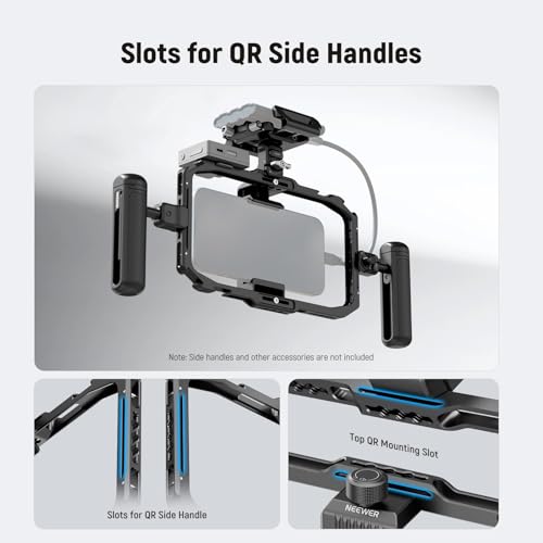 Image of NEEWER Universal Phone Cage, Smartphone Video Rig with Quick Release Mounts Cold Shoes for Videomaker Filmmaking TikTok Vlogging Phone Video Stabilizer Holder Compatible with iPhone Samsung, PA039