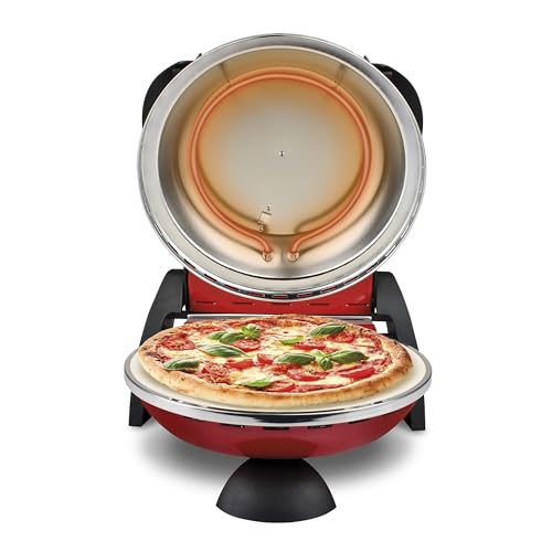 G3 Ferrari G10006 Pizza Express Delizia, pizzaoven, 1200 W, thermostaat instelbaar op 400 °C, geurende pizza in 5 minuten, dubbele verwarmingsweerstand, receptenboek en palet inbegrepen, rood - Afbeelding 4