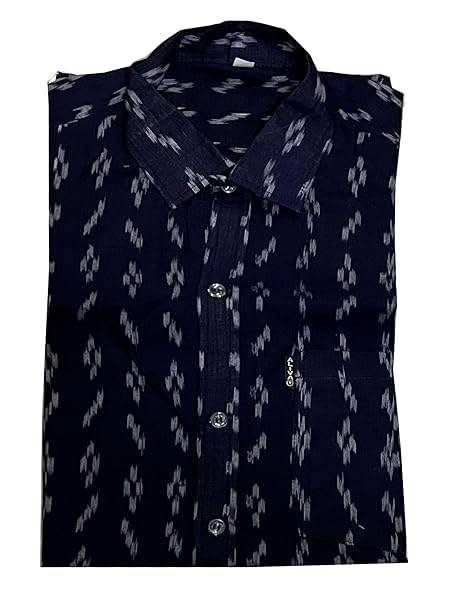 Image of Odisha Handloom 100% Pure Cotton Sambalpuri pasapali Half Shirt fabric for Men /Boys Odisha Traditional Shirt Tie-Dye Craft, Soft & Breathable Weave Cotton Material