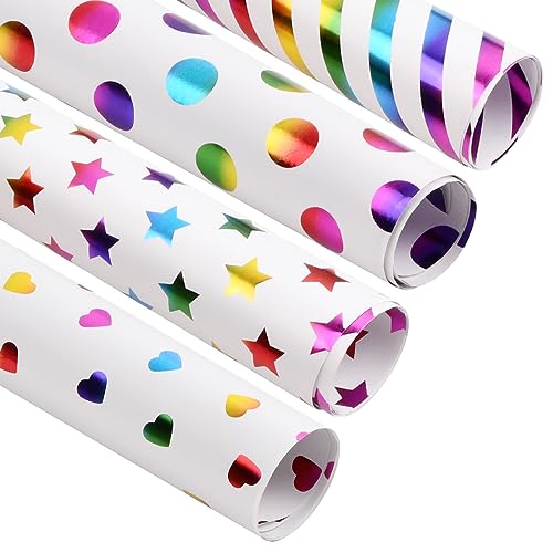 4 Blatt Buntes Geschenkpapier zum Mädchen Junge Baby Kinder für Einschulung Schulanfang Geburtstag Hochzeit Weihnachten Kindertag Valentinstag Muttertag (27in × 19in)