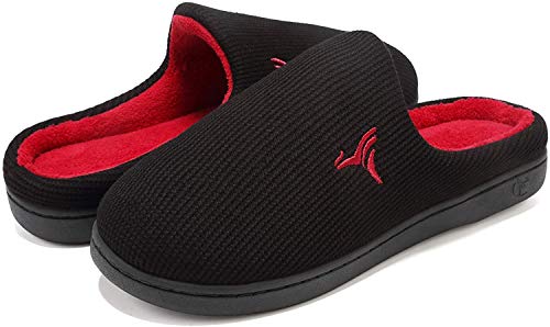 Welltree - Pantuflas de hombre bicolor de espuma con memoria de forma en cálido algodón de invierno antideslizante Size: 46/47 EU
