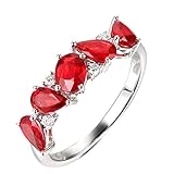 RDSGYZ Anillos de boda de oro 750, anillo de lujo con gota de rubí de 1,2 quilates y diamante, anillos de compromiso para mujeres, tallas 49-63, 16, Metal precioso, Rubí Diamante