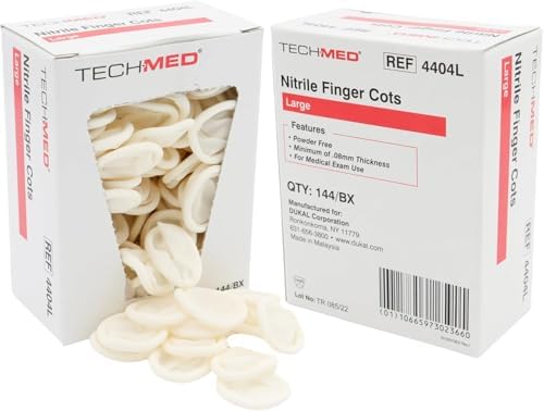 Tech-Med Tech Med 4404L Tech-Med Nitrile Finger Cots, Large (Pack of 144)