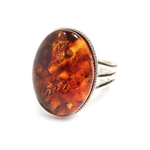 LunarraStar Adjustable Silver Plated Amber Ring Cover