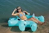 Fluzzle Tube 4.0 – Back Rest and XL MESH Bottom, 24 Gauge 6P Free Vinyl, 2 Cup Holders and 2 Handles (Teal)